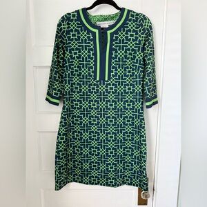 Gretchen Scott Designs Navy and Lime Patterned Dress